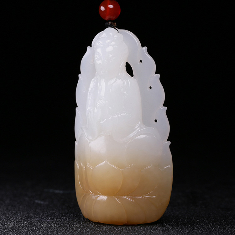 夫妻和田玉掛墜，玉佛觀音彌勒佛項(xiàng)鏈