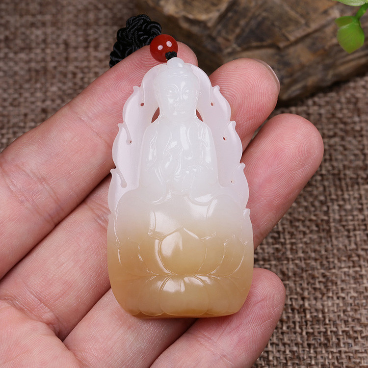 夫妻和田玉掛墜，玉佛觀音彌勒佛項(xiàng)鏈
