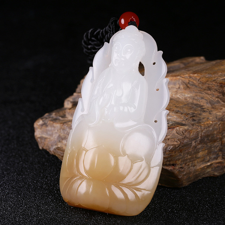 夫妻和田玉掛墜，玉佛觀音彌勒佛項(xiàng)鏈