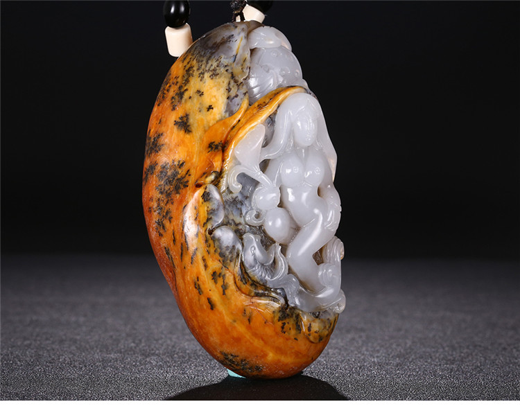 裸女玉貴人玉石手把件，和田玉籽料手玩件蘇工