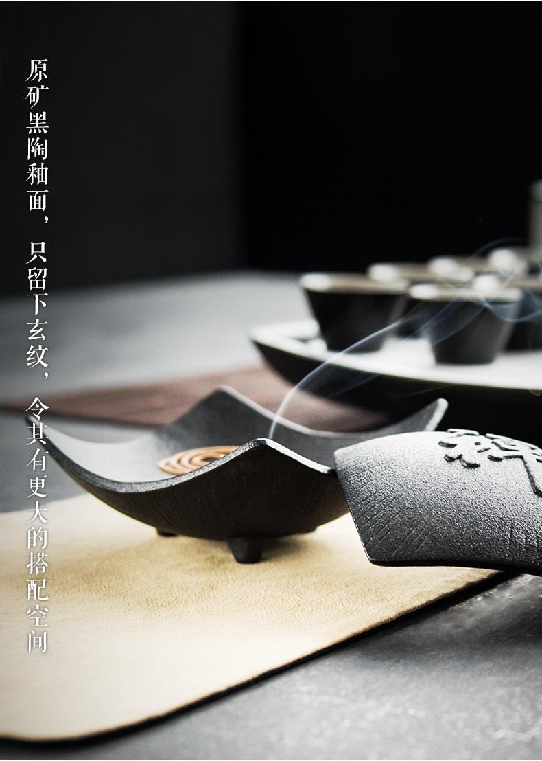 禪意粗陶茶道香爐，陶瓷檀香盤香薰?fàn)t。