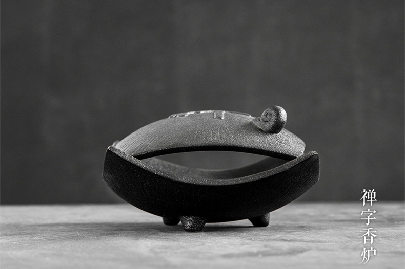 禪意粗陶茶道香爐，陶瓷檀香盤香薰?fàn)t。