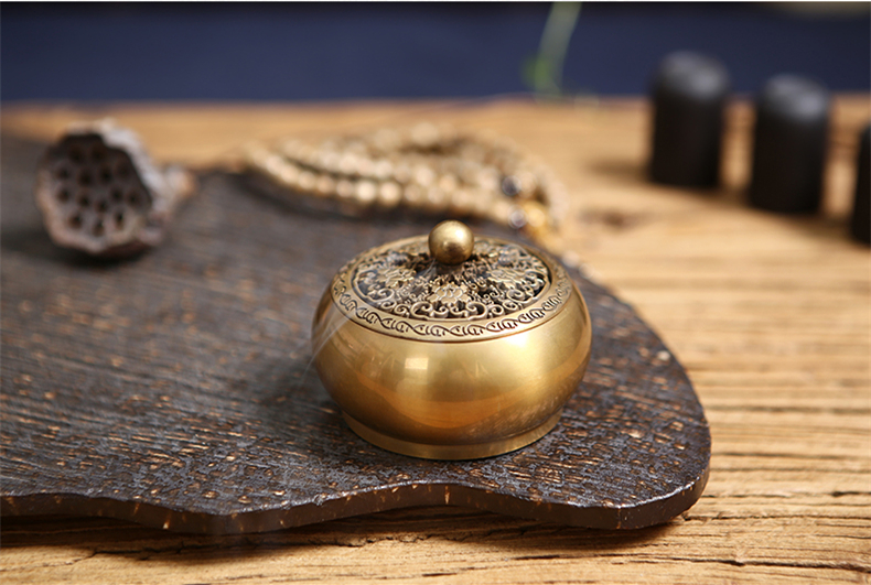 鏤空蝴蝶花紋純銅香爐，仿古沉香檀香熏香盤(pán)香