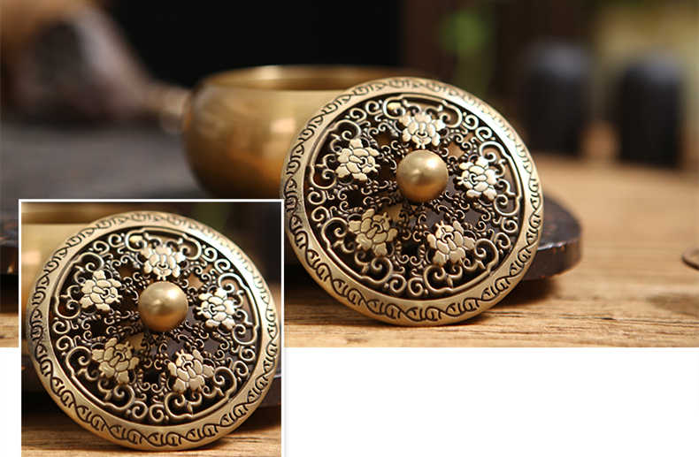 鏤空蝴蝶花紋純銅香爐，仿古沉香檀香熏香盤(pán)香