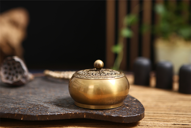 鏤空蝴蝶花紋純銅香爐，仿古沉香檀香熏香盤(pán)香