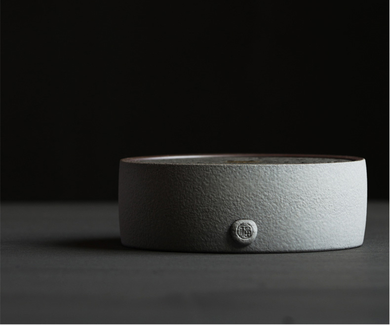 火山石小壺承天然巖石圓形茶托盤，陶瓷茶承儲