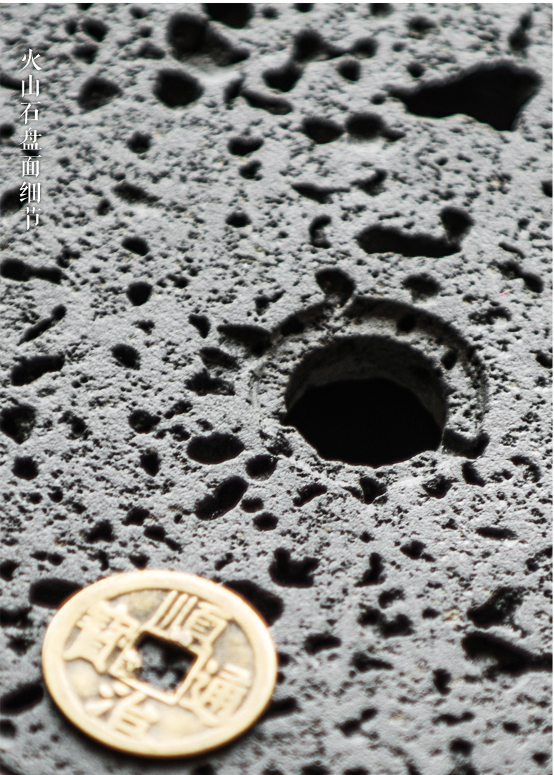 火山石小壺承天然巖石圓形茶托盤(pán)，陶瓷茶承儲(chǔ)