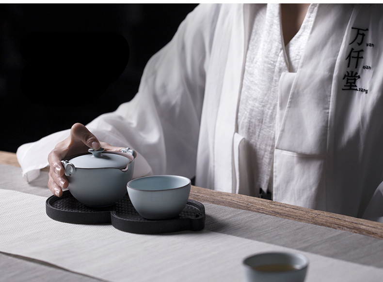 陶瓷功夫茶具一壺二杯，粗陶泡茶器