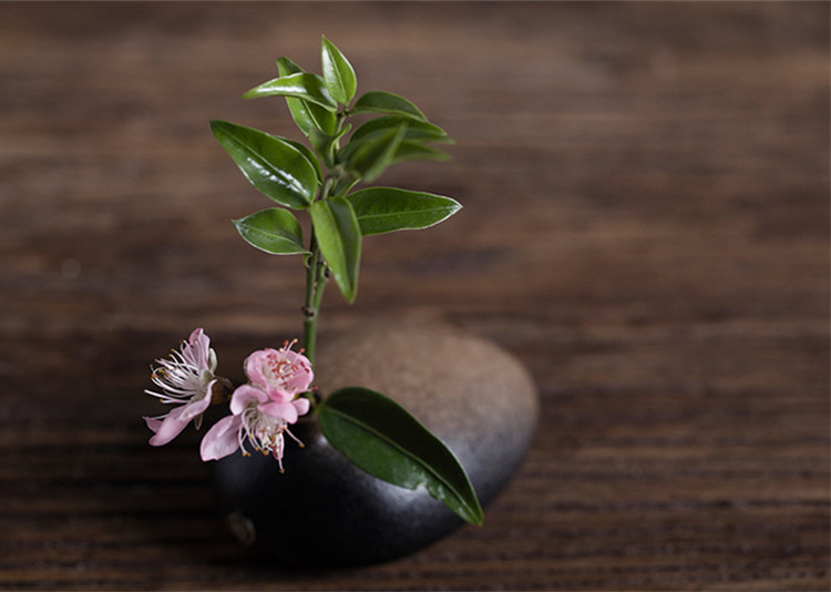 陶瓷花瓶桌面迷你小花插，中式禪意花插三石圖