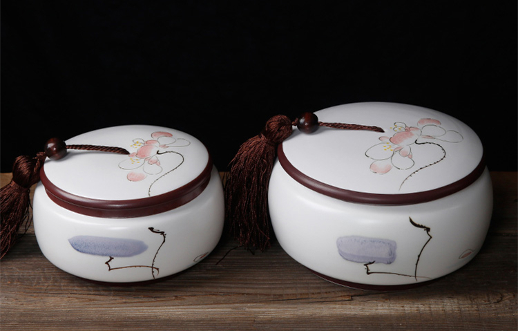 手繪陶瓷茶葉密封罐，龍泉青瓷禮盒裝普洱醒茶