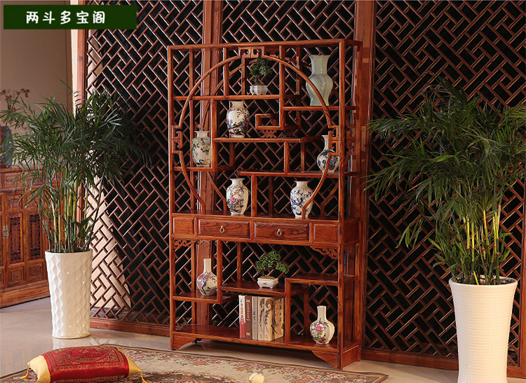 明清仿古實木博古架，多寶格成列架1.2米