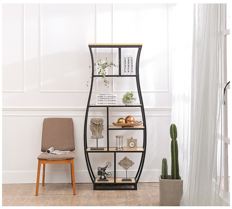 書架鐵藝展示架復古博古架，創(chuàng)意置物架隔斷多