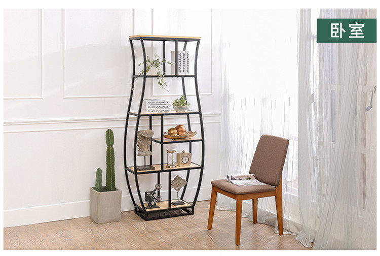 書架鐵藝展示架復古博古架，創(chuàng)意置物架隔斷多