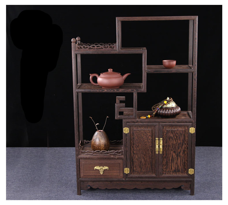 雞翅木實(shí)木小博古架，中式多寶閣擺件架