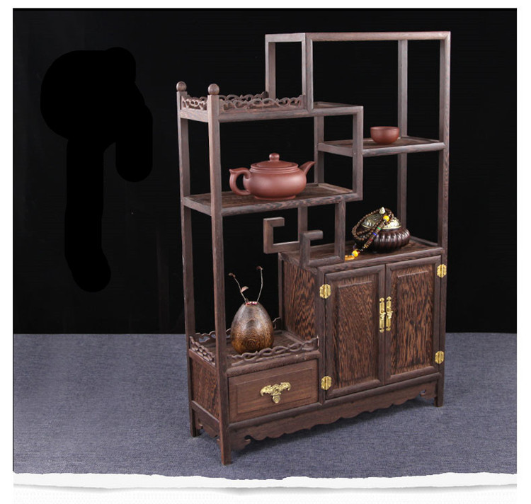 雞翅木實(shí)木小博古架，中式多寶閣擺件架