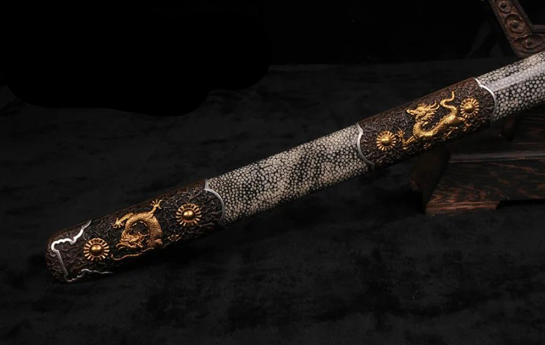 精美鎏金銀唐劍之王，冷兵器羽毛紋寶劍