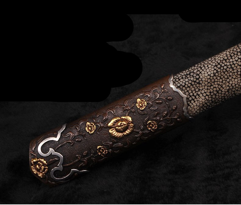 精美鎏金銀唐劍之王，冷兵器羽毛紋寶劍