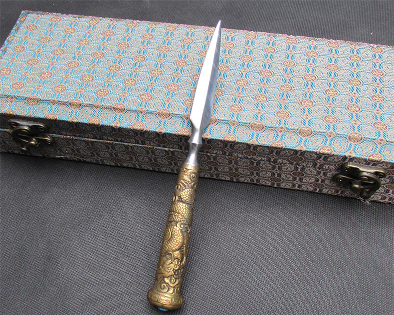 花紋鋼茶針茶錐手工普洱開茶刀，冷兵器茶具配