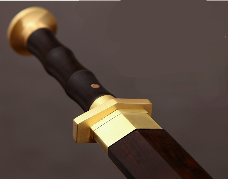 銅裝紫檀漢劍寶劍，工藝品花鋼紋一體刀