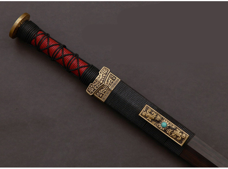螭虎漢劍銅裝紫檀小劍，王權(quán)象征螭虎紋短劍兵