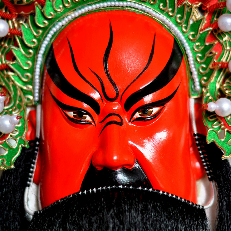 武財(cái)神紅臉的關(guān)公臉譜，國(guó)粹家具飾品掛件