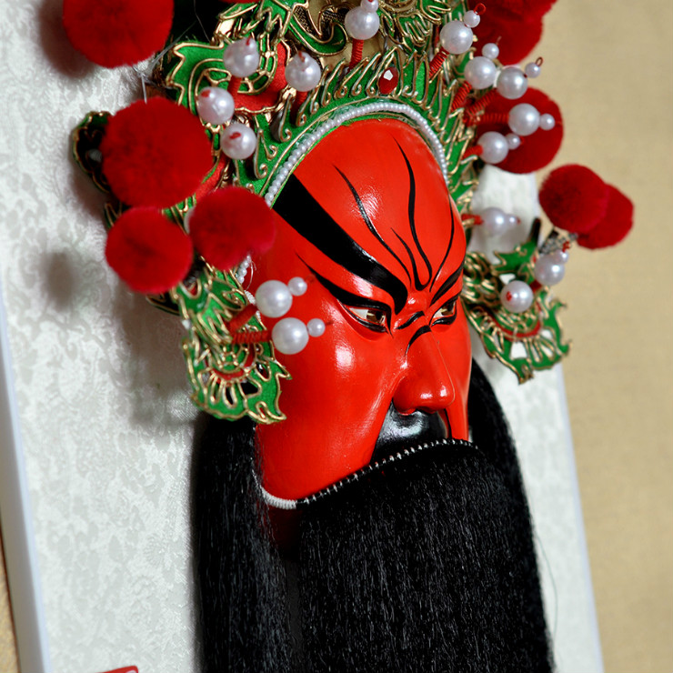 武財(cái)神紅臉的關(guān)公臉譜，國(guó)粹家具飾品掛件