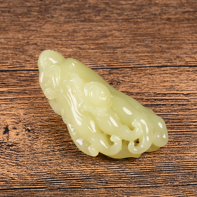 和田黃玉佛手瓜玉掛件，天然玉石項(xiàng)鏈玉把件