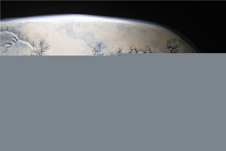 松山雅居歙硯手工精品，老坑金暈原石籽料