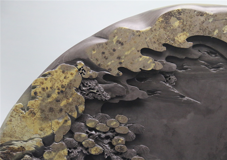 松山攬勝玉黛石硯臺，中國文房四寶硯臺