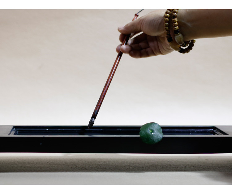 紫銅精品硯石毛筆掛，中式書法擺件筆架