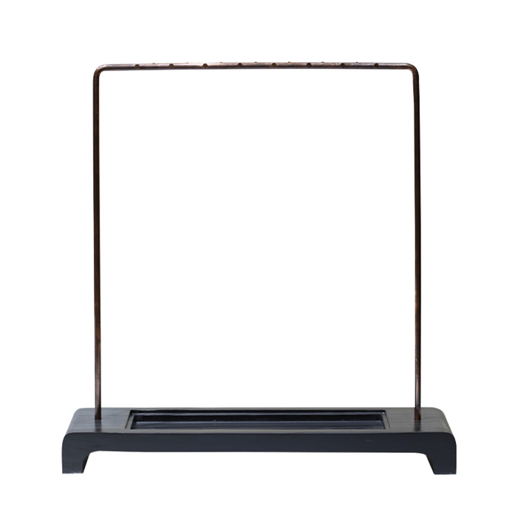 紫銅精品硯石毛筆掛，中式書法擺件筆架