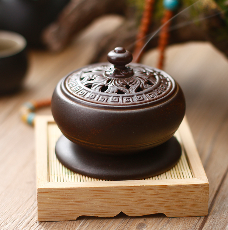 古典創(chuàng)意黑陶香薰爐，家用居室供佛仿古熏香爐