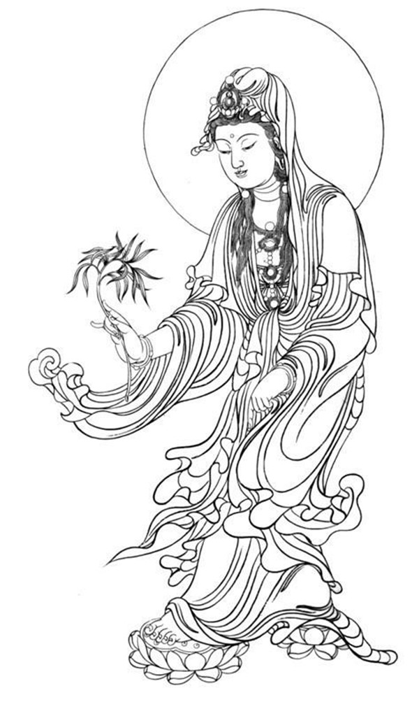 家佳樂文學(xué)繪畫技巧白描觀音圖