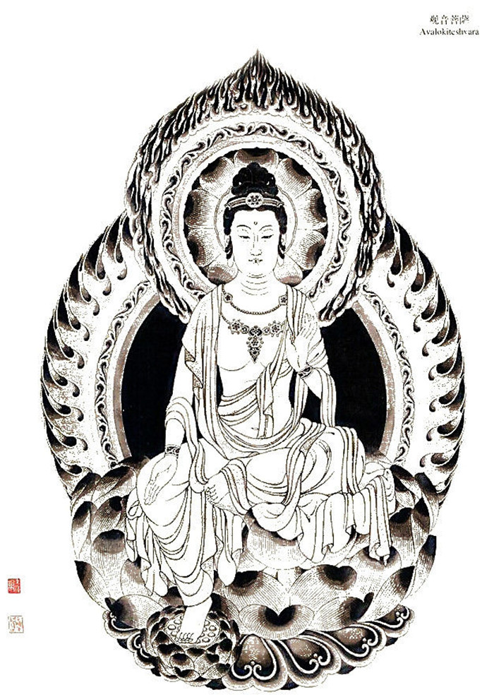 中國(guó)傳統(tǒng)菩薩大菩薩國(guó)畫白描欣賞