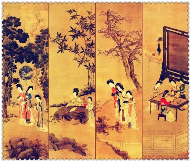 水墨四條屏山水花鳥國(guó)畫欣賞（二）