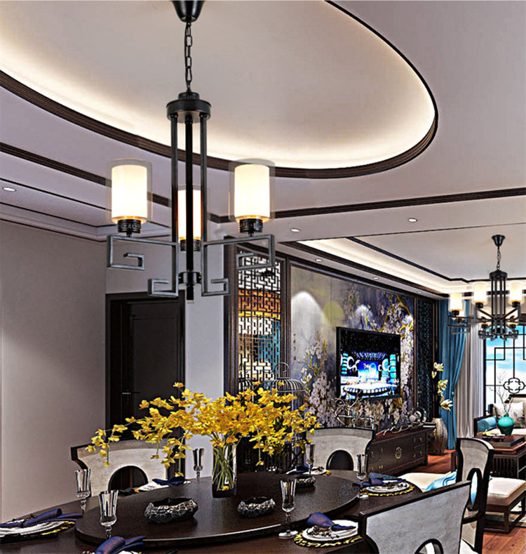 新中式客廳復(fù)古大吊燈，鐵藝室內(nèi)燈具
