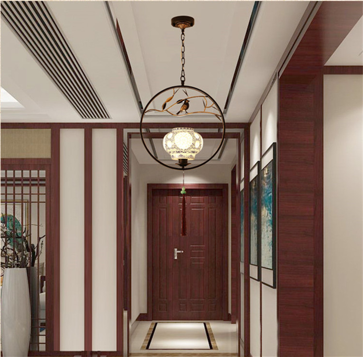 家佳樂(lè)文學(xué)仿青花瓷禪意禪意創(chuàng)意小鳥(niǎo)吊燈