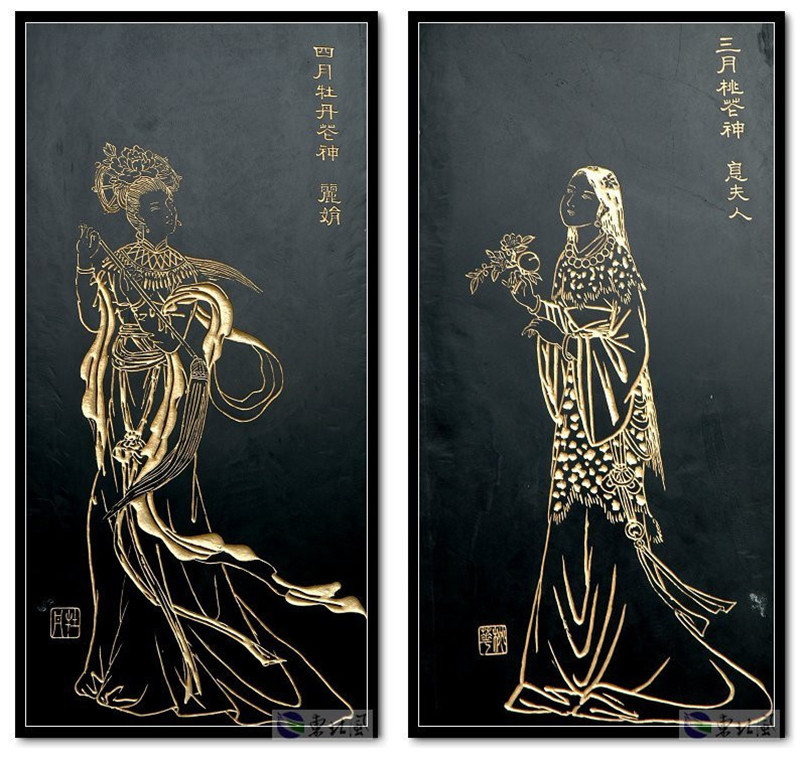 中國民間傳說十二花神版畫欣賞