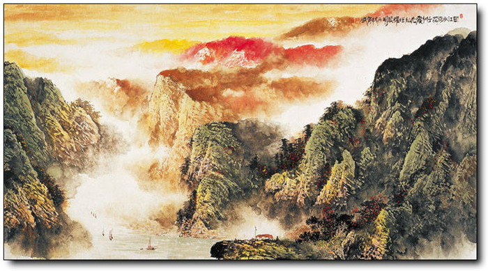 巍峨大氣的山水風(fēng)景水墨國(guó)畫作品欣賞