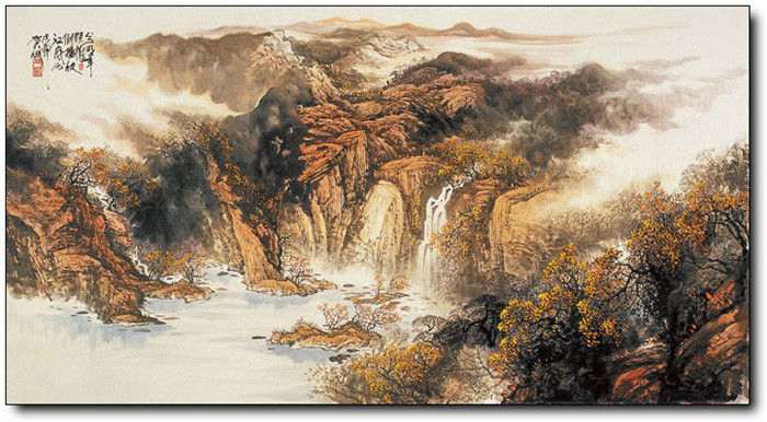 巍峨大氣的山水風(fēng)景水墨國(guó)畫作品欣賞