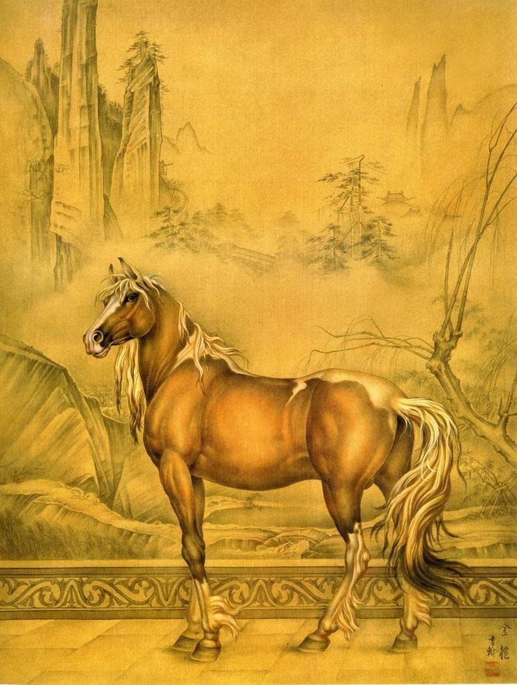 細(xì)膩畫工筆畫風(fēng)乾隆八駿圖