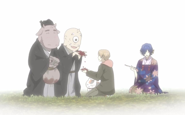 動漫《夏目友人帳》圖片，夏目和貓咪老師