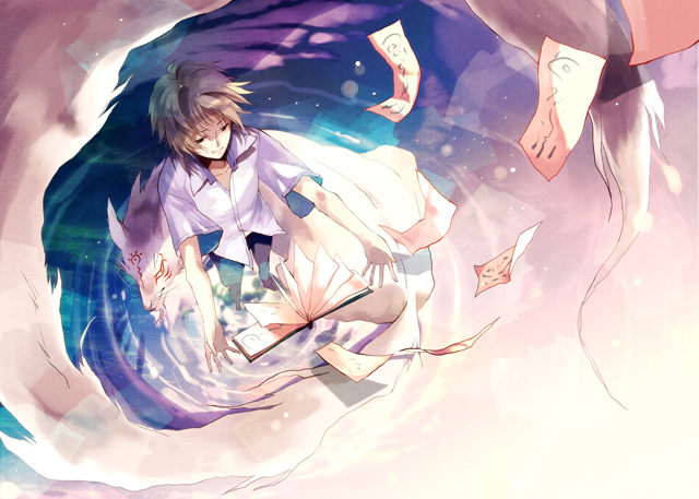 動漫《夏目友人帳》圖片，夏目和貓咪老師