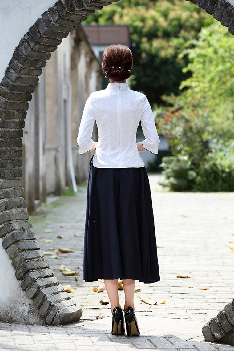 家佳樂文學復古盤扣棉麻改良旗袍