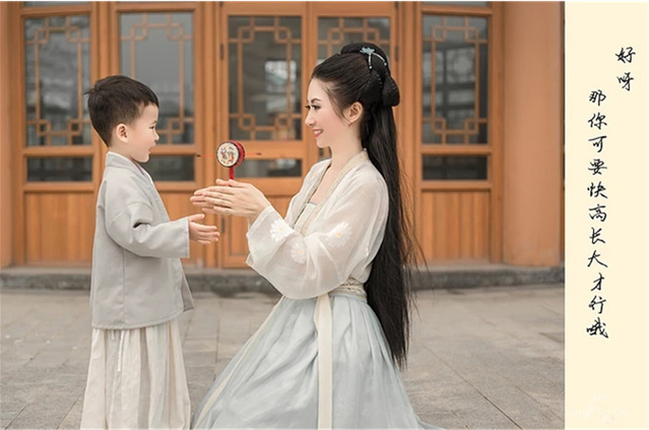 改良復古民族風母子古裝襦裙?jié)h服