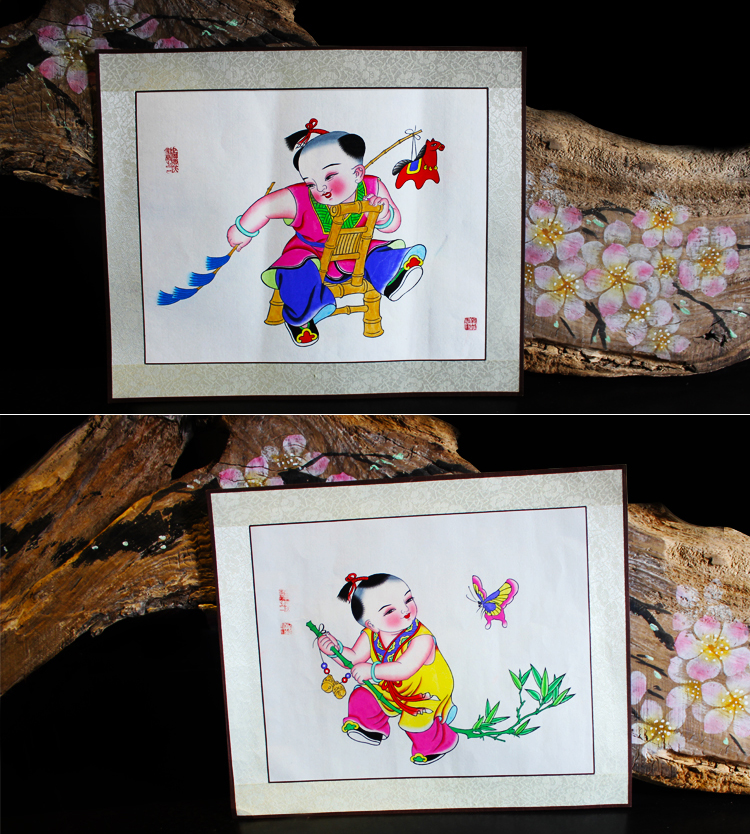  四匯齋手繪童子畫(huà)胖娃娃木版綿竹年畫(huà)