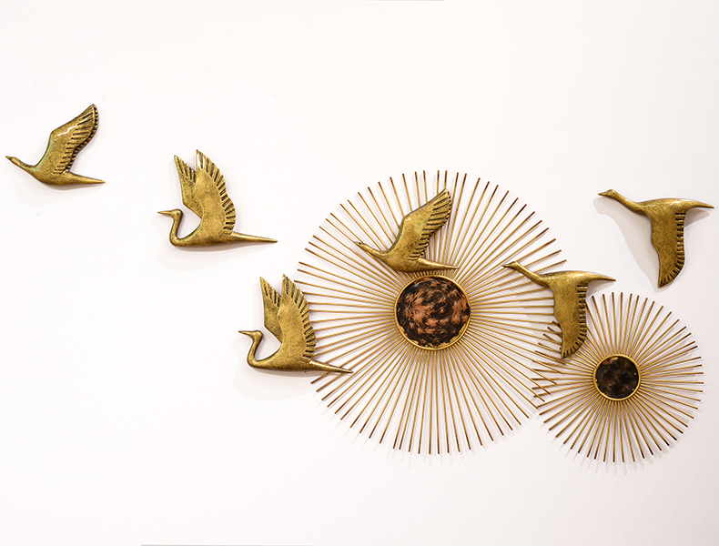 現(xiàn)代新中式鐵藝太陽(yáng)花墻面軟裝飾品