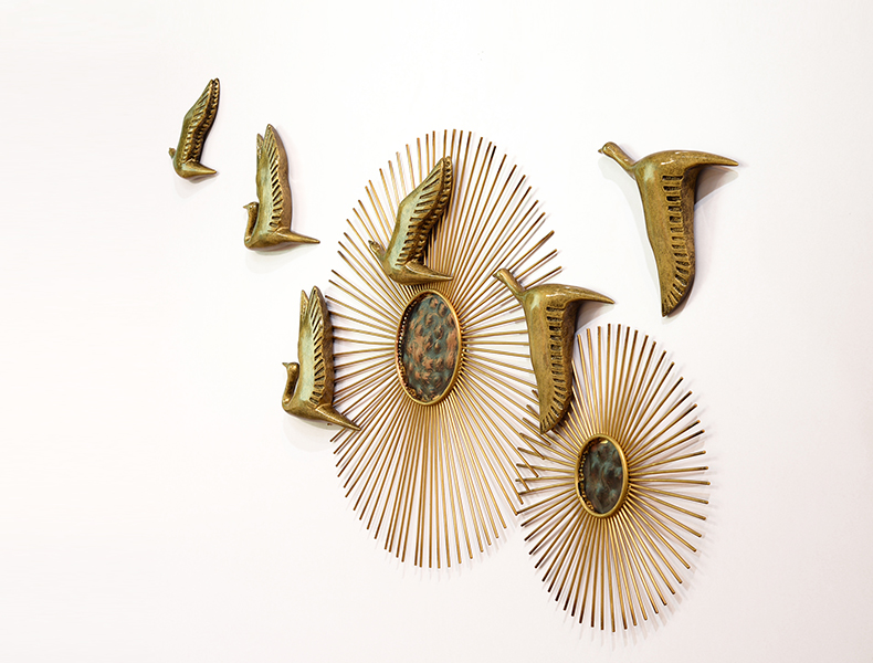 現(xiàn)代新中式鐵藝太陽(yáng)花墻面軟裝飾品