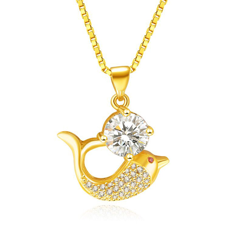 足金轉(zhuǎn)運珠海豚吊墜項鏈