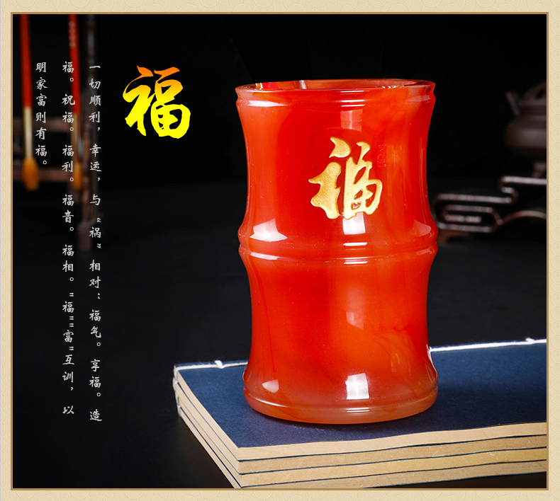 三色家佳樂文學氣清如蘭玉石筆筒